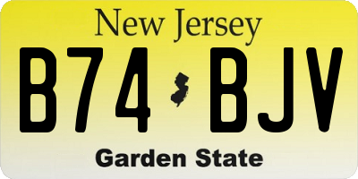 NJ license plate B74BJV