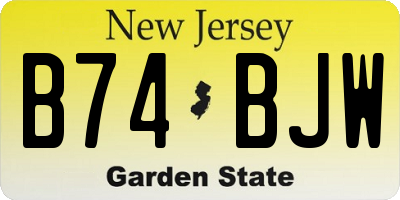 NJ license plate B74BJW
