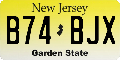 NJ license plate B74BJX