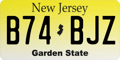 NJ license plate B74BJZ
