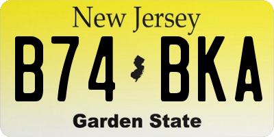 NJ license plate B74BKA