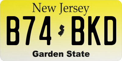 NJ license plate B74BKD