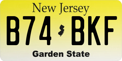 NJ license plate B74BKF