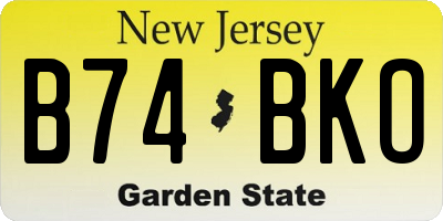 NJ license plate B74BKO