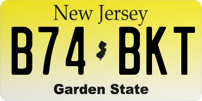 NJ license plate B74BKT