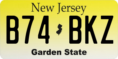 NJ license plate B74BKZ