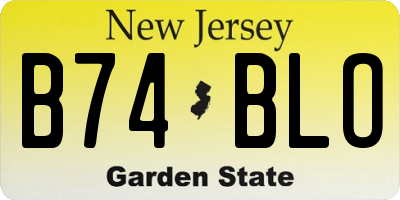 NJ license plate B74BLO