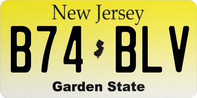 NJ license plate B74BLV