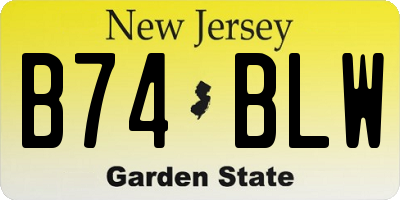 NJ license plate B74BLW