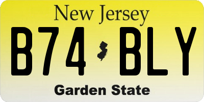 NJ license plate B74BLY