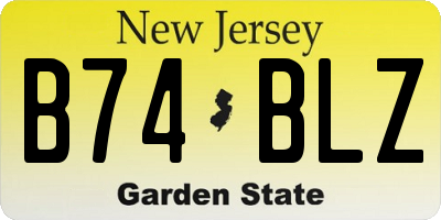 NJ license plate B74BLZ