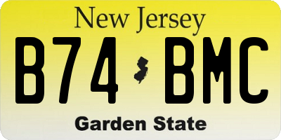 NJ license plate B74BMC