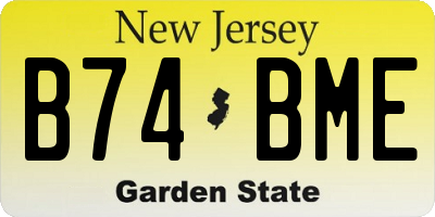 NJ license plate B74BME