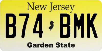 NJ license plate B74BMK