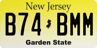 NJ license plate B74BMM