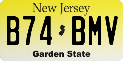NJ license plate B74BMV