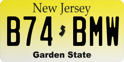 NJ license plate B74BMW