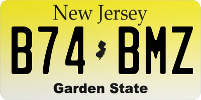 NJ license plate B74BMZ