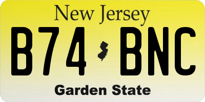 NJ license plate B74BNC