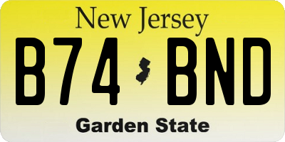 NJ license plate B74BND