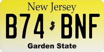 NJ license plate B74BNF