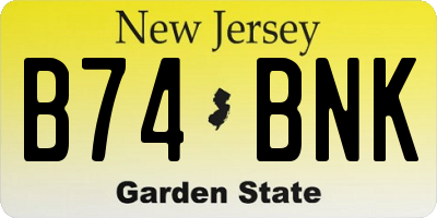 NJ license plate B74BNK