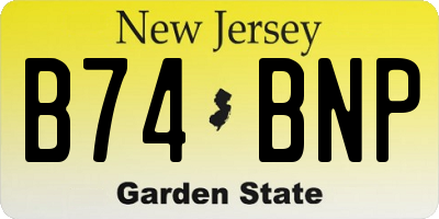 NJ license plate B74BNP
