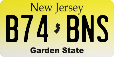 NJ license plate B74BNS