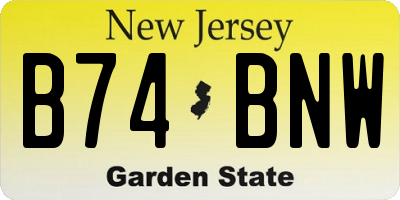 NJ license plate B74BNW