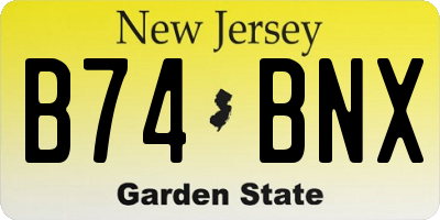 NJ license plate B74BNX