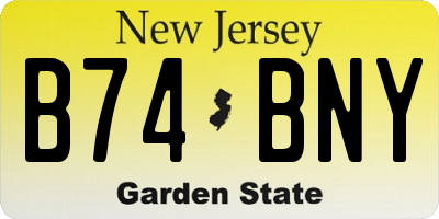 NJ license plate B74BNY