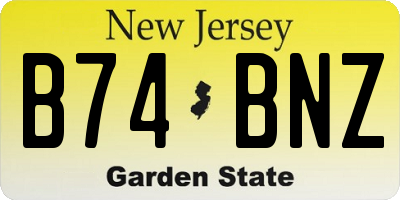 NJ license plate B74BNZ