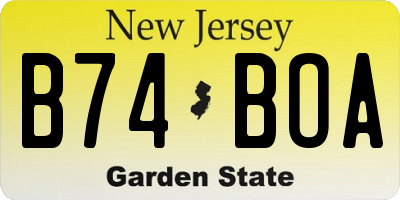 NJ license plate B74BOA