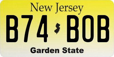 NJ license plate B74BOB
