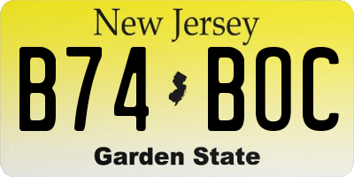 NJ license plate B74BOC