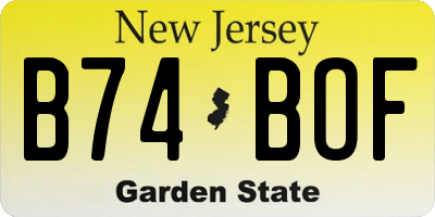 NJ license plate B74BOF