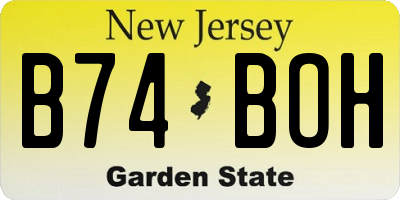NJ license plate B74BOH