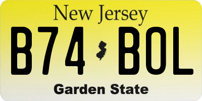 NJ license plate B74BOL