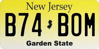 NJ license plate B74BOM