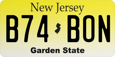 NJ license plate B74BON