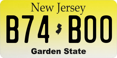 NJ license plate B74BOO