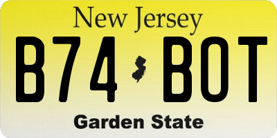 NJ license plate B74BOT