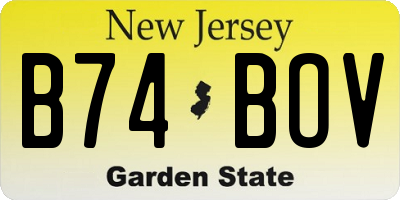 NJ license plate B74BOV