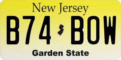 NJ license plate B74BOW