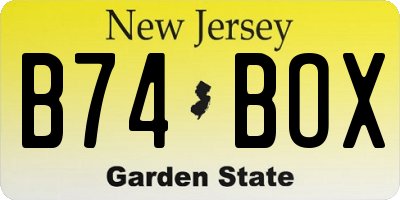 NJ license plate B74BOX