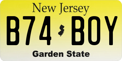 NJ license plate B74BOY