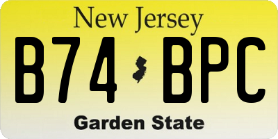 NJ license plate B74BPC