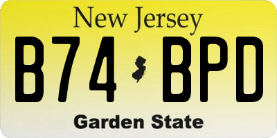 NJ license plate B74BPD