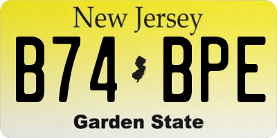 NJ license plate B74BPE