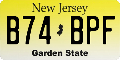 NJ license plate B74BPF